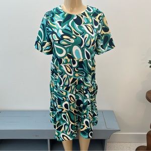 New Lola May Tiered Dress Sz S Loose Short Sleeve NWT Green